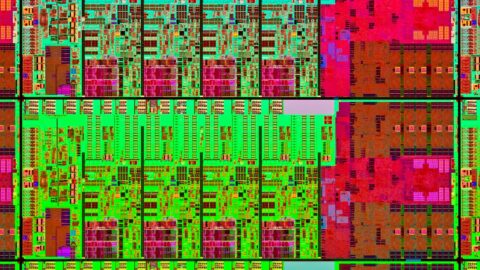 Close-up of a computer processor die