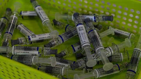 Influenza vaccine doses prepared for a vaccination drive