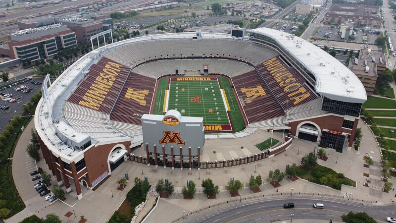 Aerial view of an American football stadium