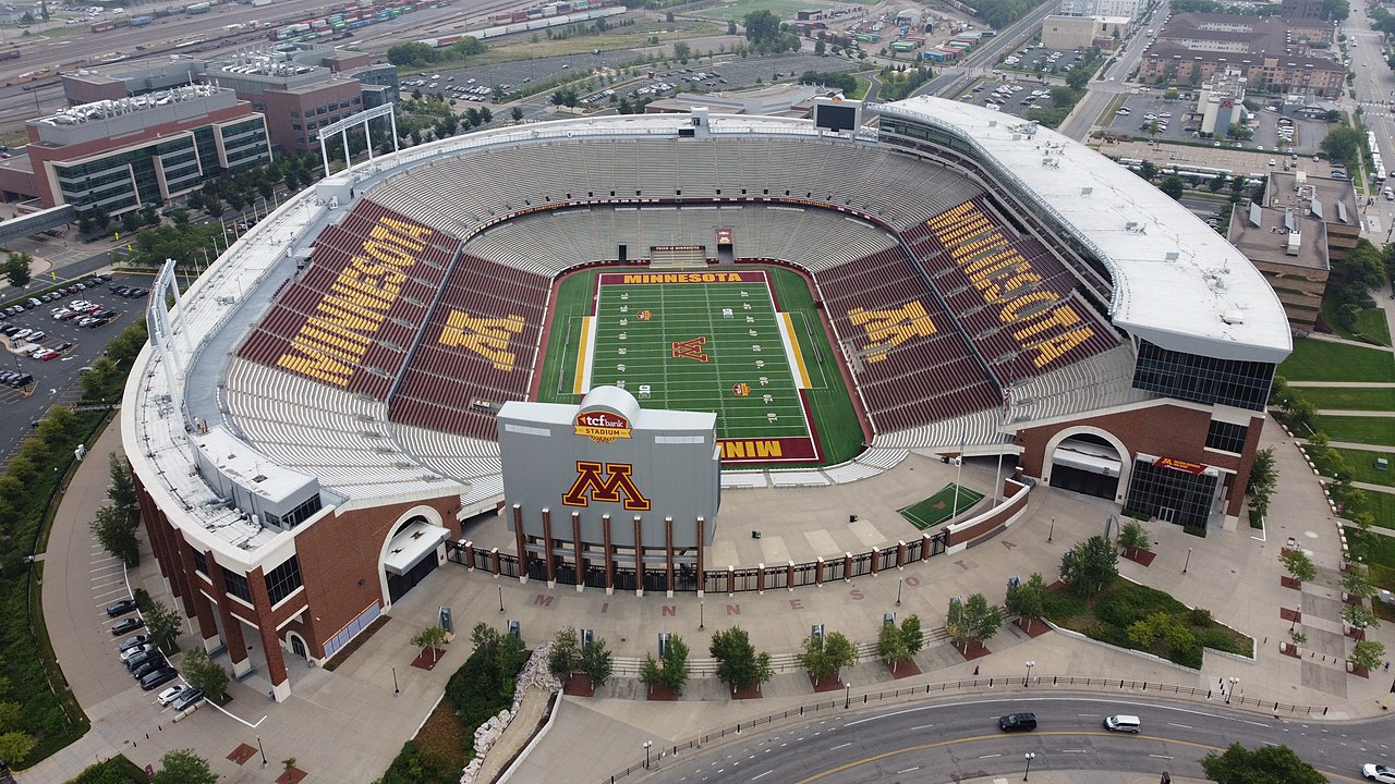 Aerial view of an American football stadium