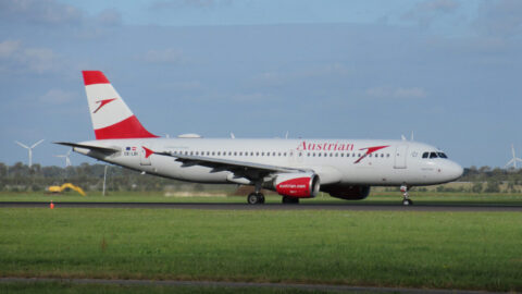Austrian Airlines Airbus A320 aircraft on an airport runway