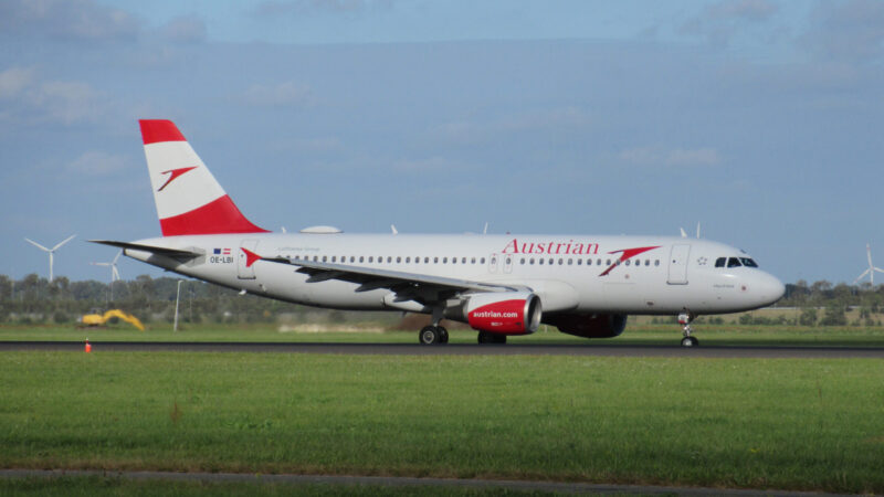 Austrian Airlines Airbus A320 aircraft on an airport runway