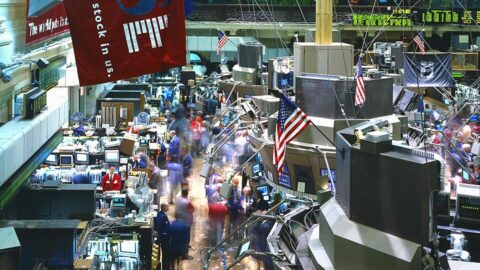 Traders working on the New York Stock Exchange trading floor