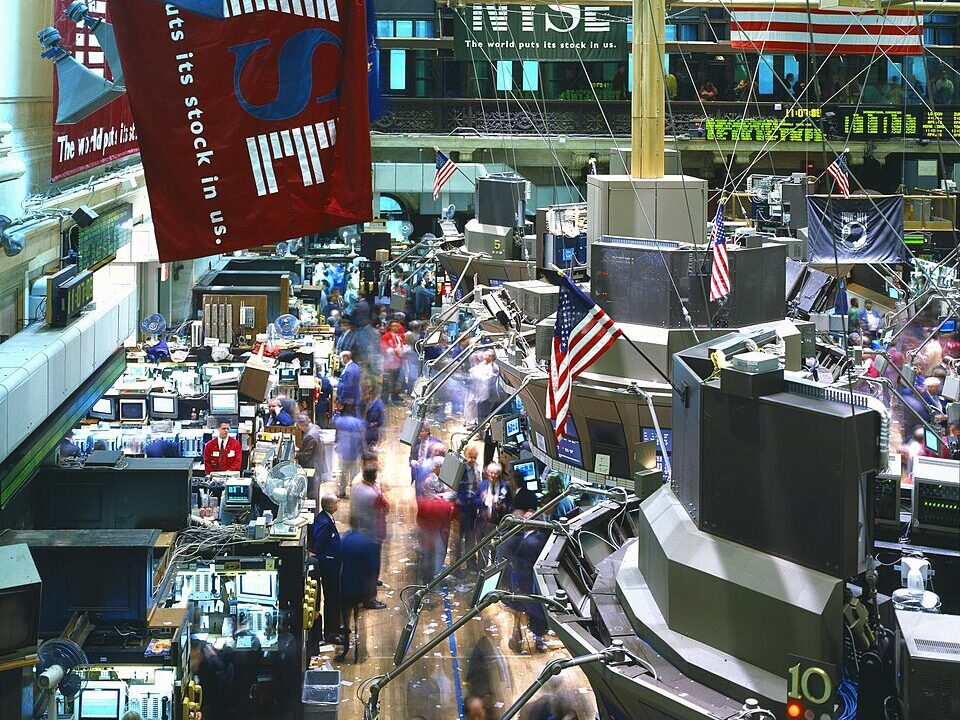 Traders working on the New York Stock Exchange trading floor