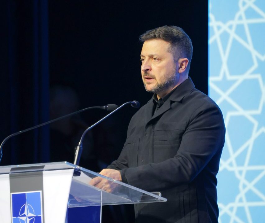 Volodymyr Zelensky speaking at the 2026 NATO summit in Ankara