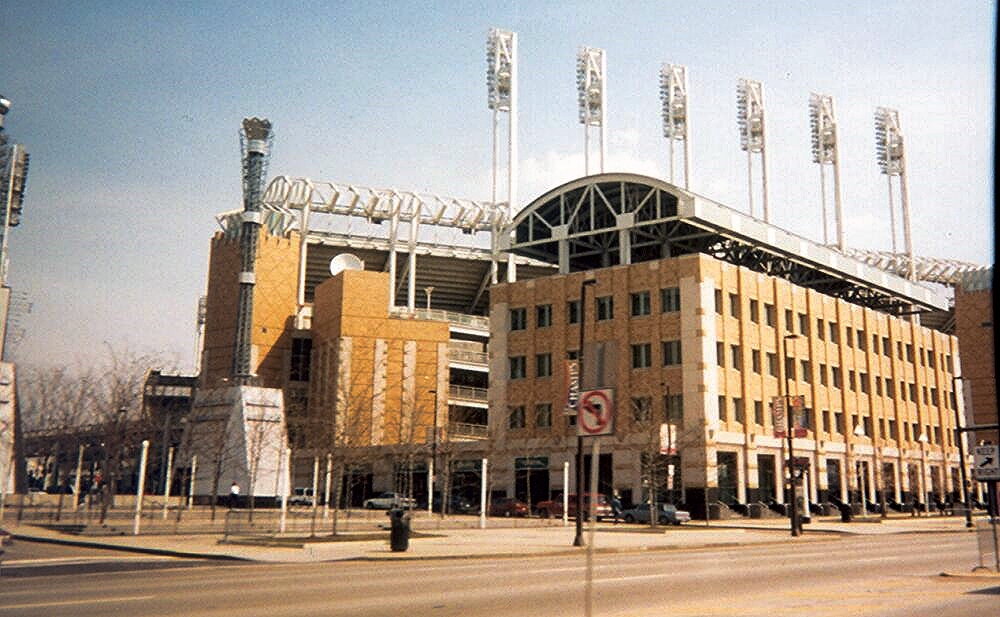 Cleveland baseball stadium exterior, home of the Guardians
