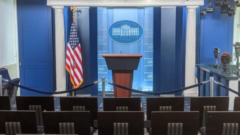 Empty James S. Brady Press Briefing Room at the White House
